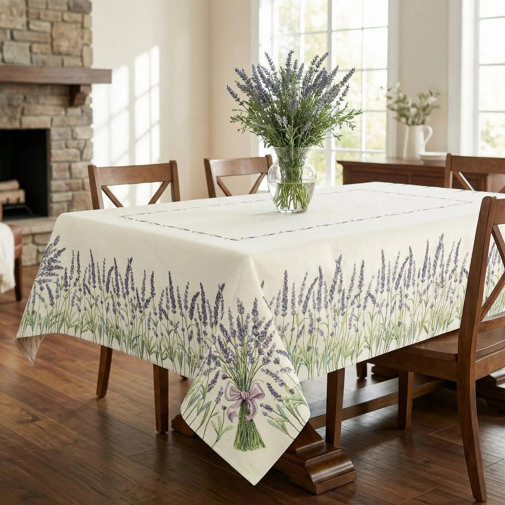 GOBELÍNOVÝ OBRUS LAVENDER 100X100 CM VZOROVANÝ