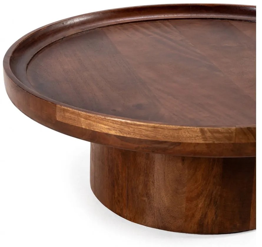 Tmavohnedý okrúhly konferenčný stolík z mangového dreva 80x80 cm Giselle – MOME