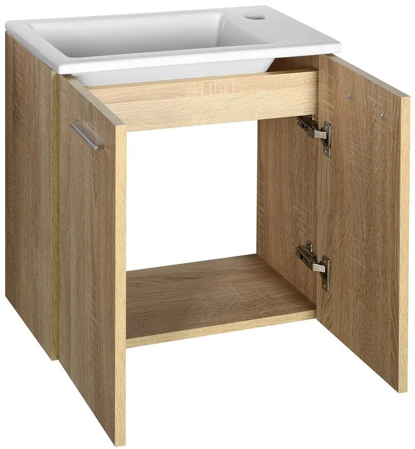Aqualine Aqualine, ZOJA/KERAMIA FRESH umývadlová skrinka 49x50x23,5cm, dub platin, 51047DP