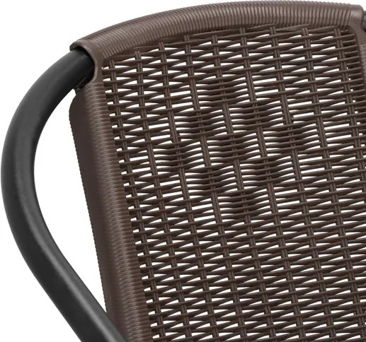 SPRINGOS Záhradné stoličky, 4 ks, kovové, hnedé, sada na terasu GF1019