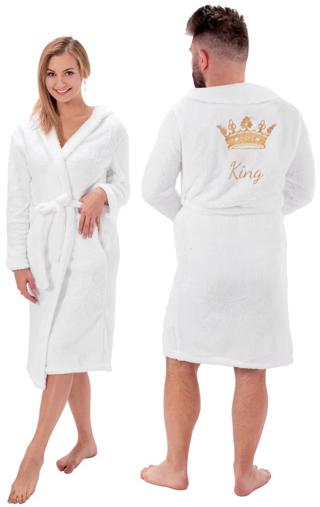 Dekorstudio Dámsky vyšívaný župan s nádpisom Queen White Varianta: L/XL