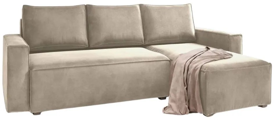 AKCIA Béžová rozkladacia rohová pohovka CAVELO, obojstranná II. akosť