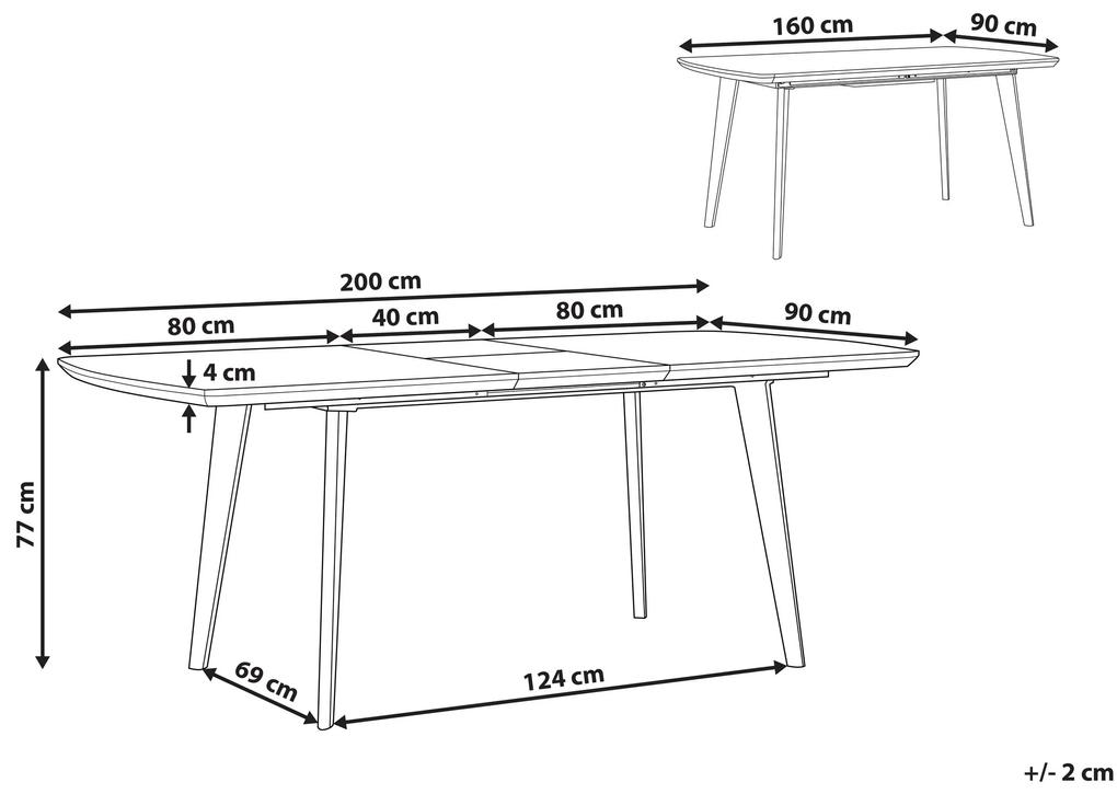 Rozkladací jedálenský stôl 160/200 x 90 cm mramorový efekt/čierna MOSBY Beliani
