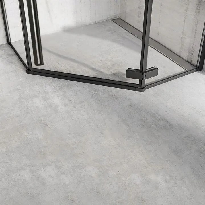 Päťuholníkový sprchovací kút REA DIAMOND 90x90 cm, čierny matný/transparent - bez vaničky
