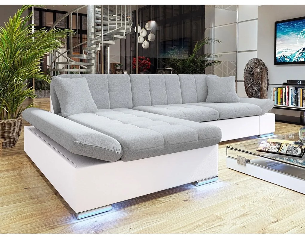 Rohová sedačka Laviva LED, Dostupné poťahy: ekokoža Soft 011 + Bristol 2460, Strana: ľavá