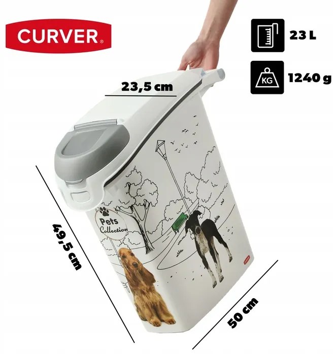 CURVER 2. akosť - Kontajner a úložný box na granule pre psov, 23l/10kg DOG