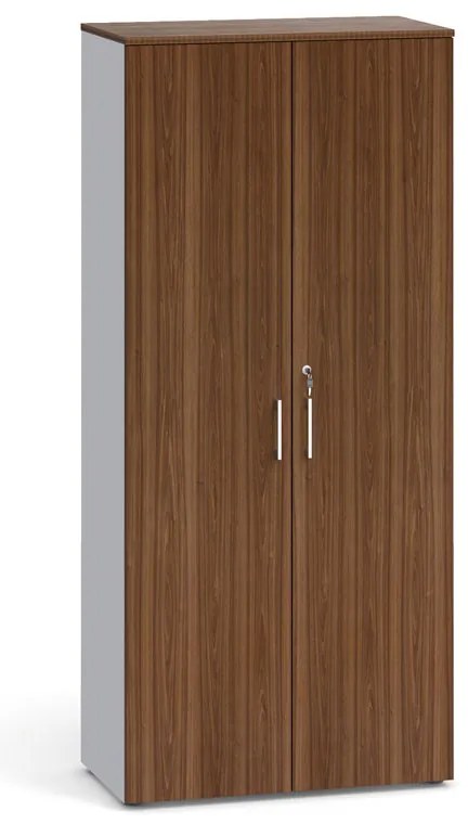 Dvojdverová kancelárska skriňa PRIMO 2023, 800 x 420 x 1781 mm, sivá / orech