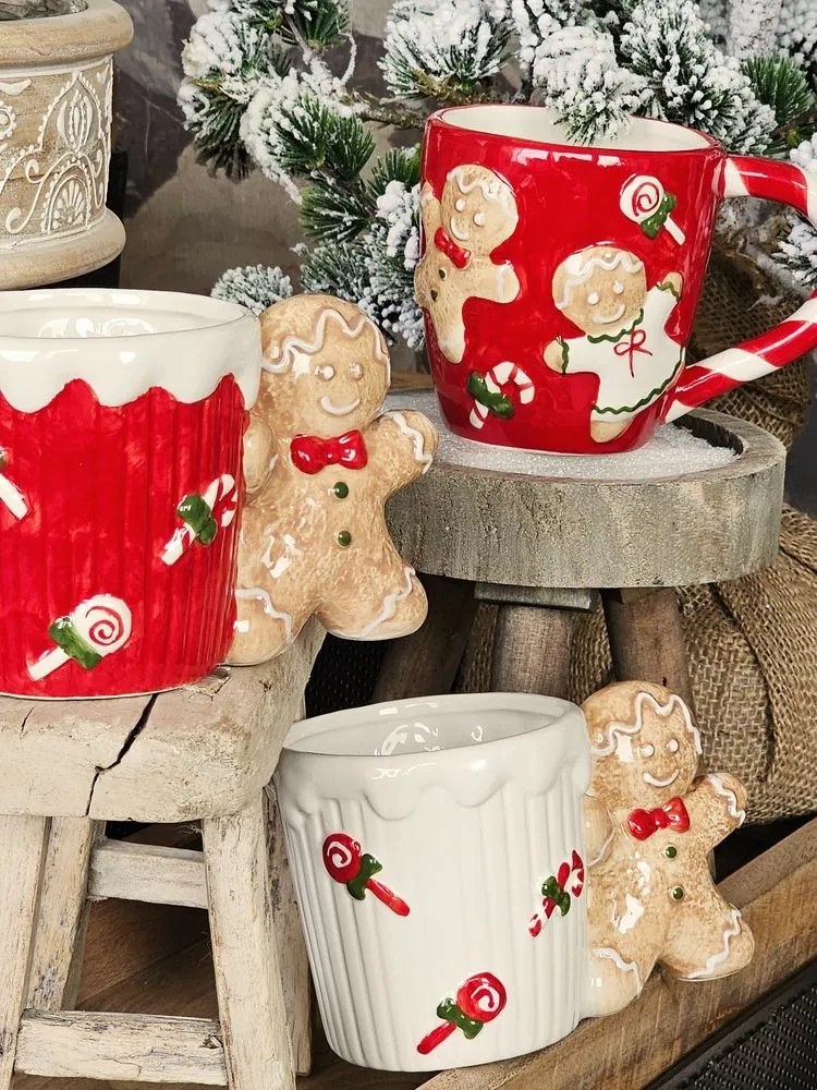 Biely keramický hrnček Perníček Gingerbread - 15*10*10 cm / 350 ml