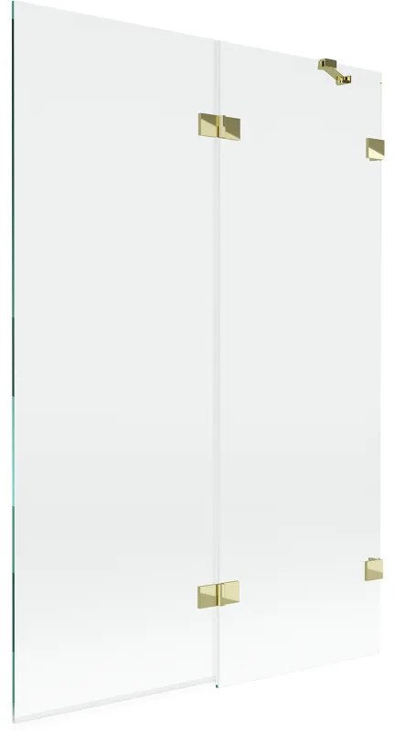 Mexen Lunar, 2-krídlová vaňová zástena pravá 120 x 150 cm, číre sklo, zlatá lesklá, 897-120-100-50-00-P