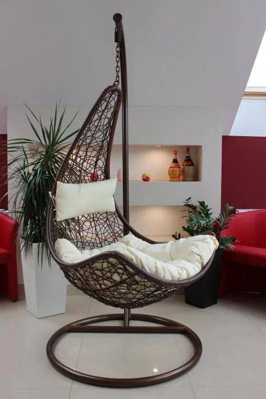 Závěsné houpací křeslo Wisa hnědé/krémové