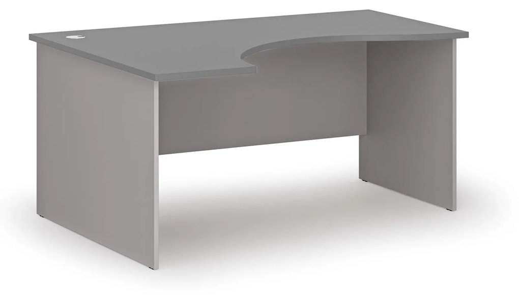 Ergonomický kancelársky pracovný stôl PRIMO GRAY, 1600 x 1200 mm, ľavý, sivá/grafit