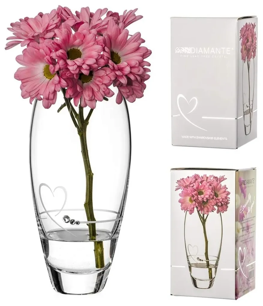 Diamante krištáľová váza Petit Heart so Swarovski kryštálmi 18 cm