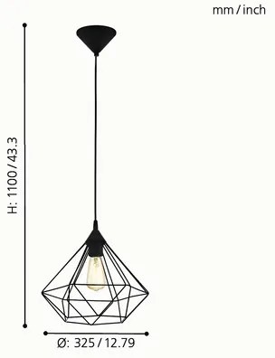 Luster Eglo 94188 Tarbes E27 1x60W čierny