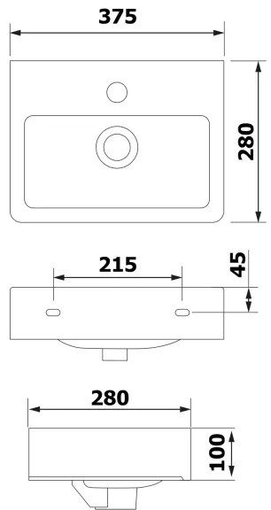 Bruckner - Umývadlo NOAM 37,5x28 cm keramika/biela
