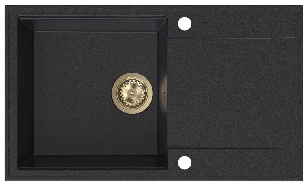 Sink Quality Sink55, kuchynský granitový drez 780x460x215 mm + zlatý sifón, grafitová, SKQ-SINK.G.1KDOL.XG