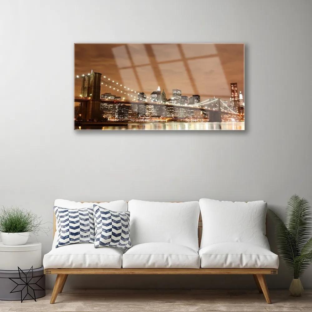 Obraz na skle Most mesto architektúra 120x60 cm