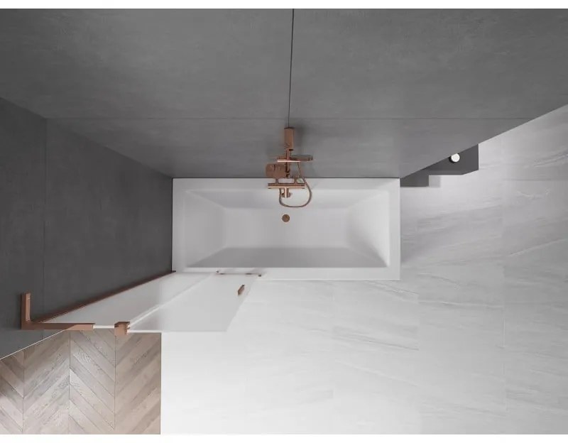 Mexen Velar L, 2-krídlová posuvná vaňová zástena 70 x 150 cm, 8mm sklo námraza, ružové zlato, 896-070-003-31-60