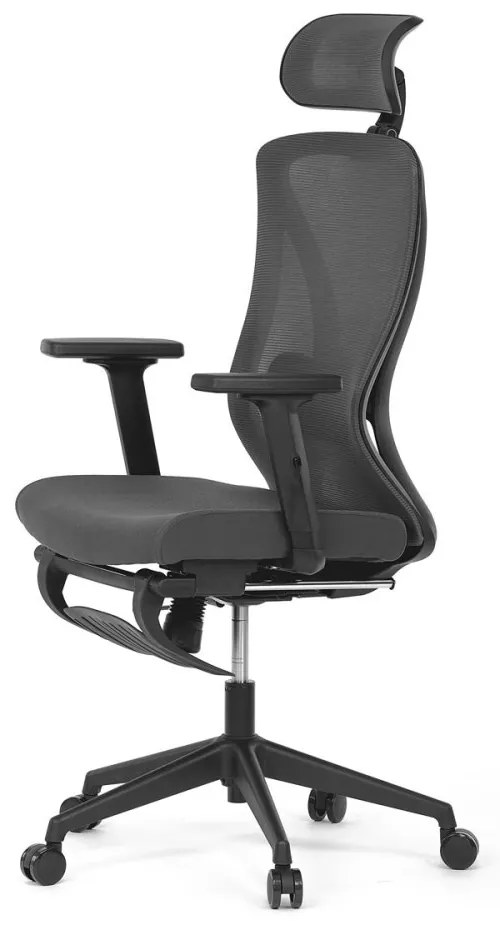 Ergonomická kancelárska stolička ZANE s podnožkou — sieťovina/látka, sivá