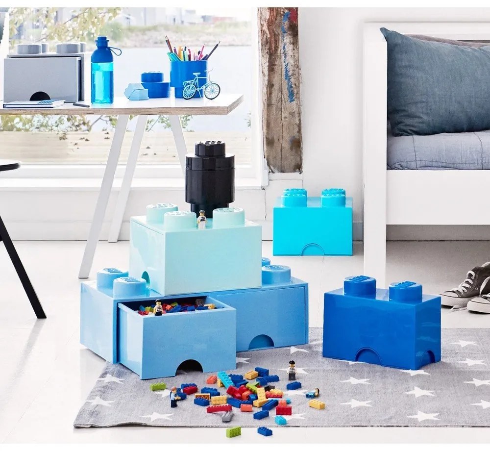 Svetlomodrý úložný box s dvoma zásuvkami LEGO®