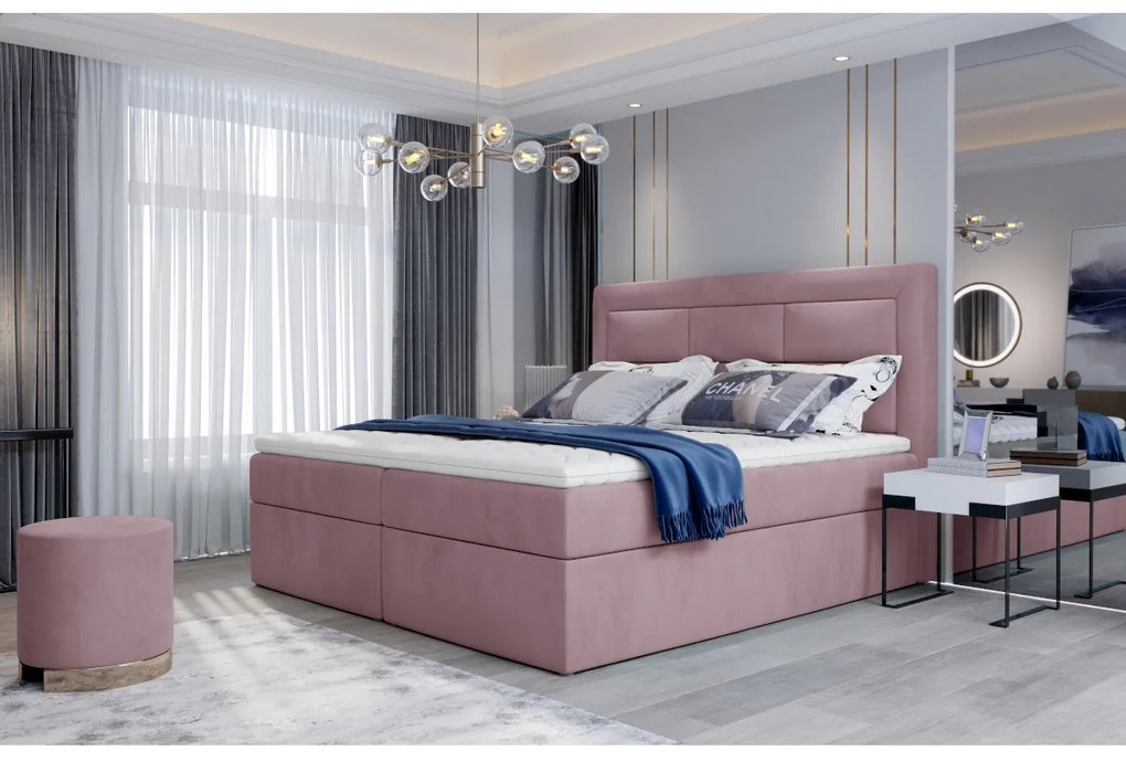 Čalúnená posteľ boxspring VIVRE, 180x200, mat velvet 63