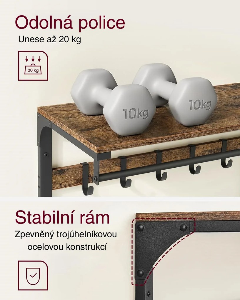 Predsieňový vešiak Houseland Plunge, hnedý/čierny