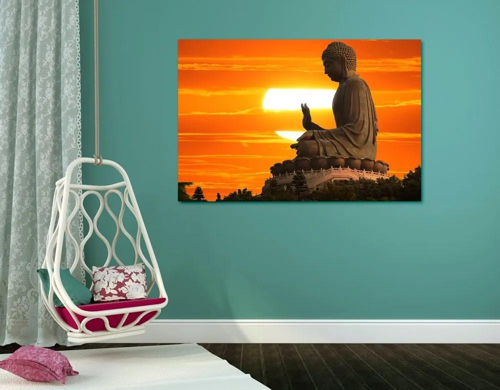 Obraz socha Budhu pri západe slnka - 90x60