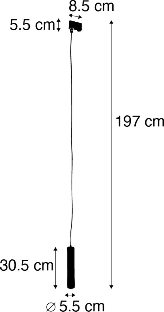 Dizajnové závesné svietidlo čierne vrátane adaptéru na lištu 3-fázové - 3-fázové Tuba Small