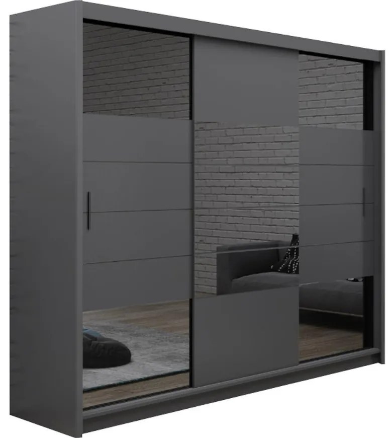 Skriňa Aruba 250 grafit/zrkadlo