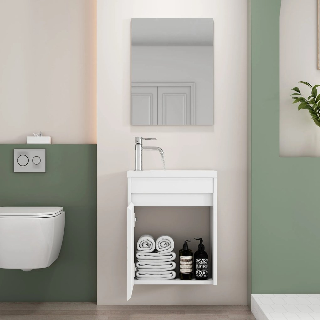 Nástenná skrinka s umývadlom Houseland Mavon 40 cm biela