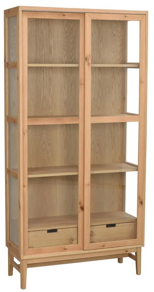 Vitrína v dekore duba s posuvnými dverami v prírodnej farbe 100x203 cm Hazelton – Rowico