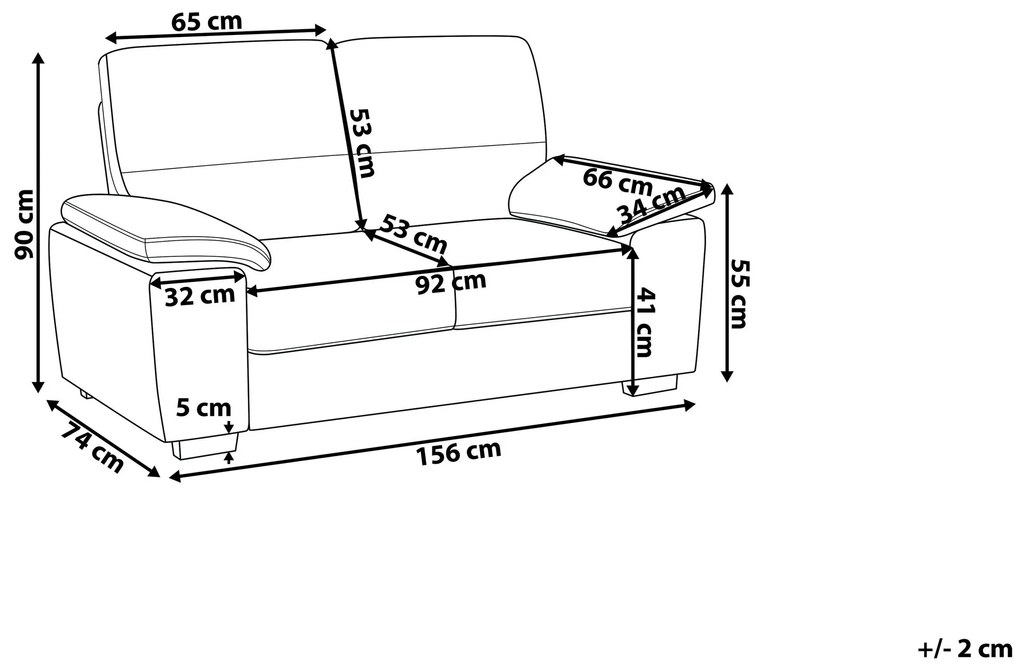 Pohovka pre 2 osoby z umelej kože hnedá VOGAR Beliani