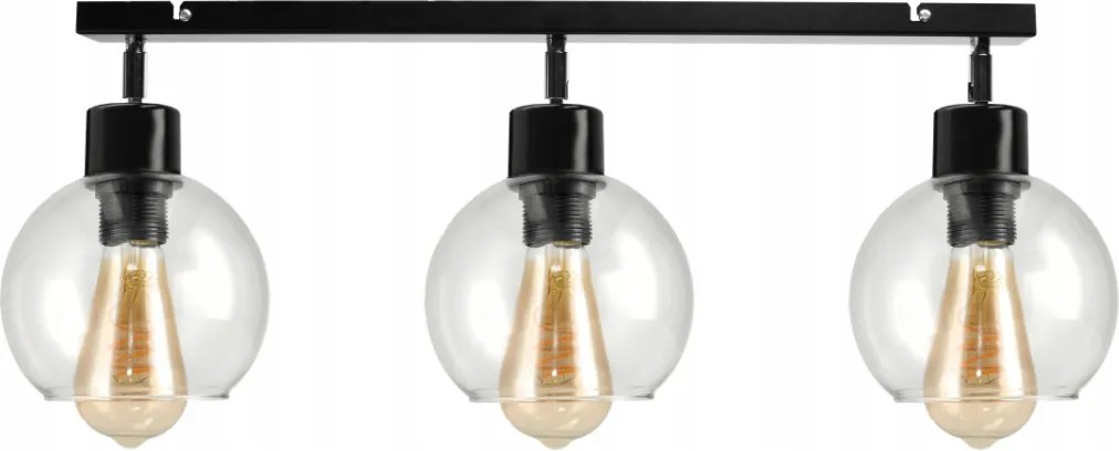 BERGE LED nastaviteľné stropné svietidlo 3xE27 LOFT - priehľadná guľa