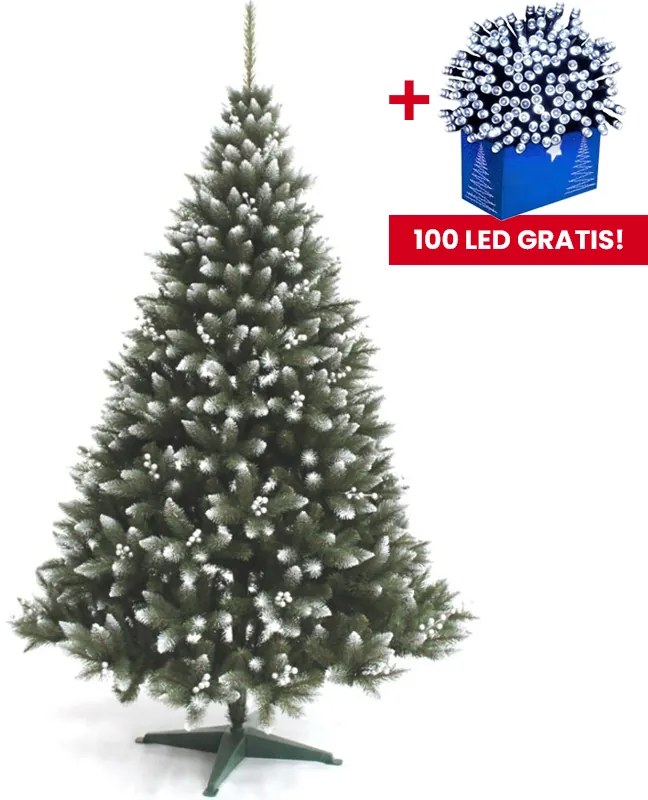 Vianočný stromček s jarabinou v striebornej farbe 180 cm