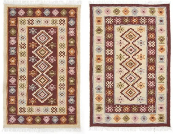 Obojstranný koberec / behúň Kilim bordový 2