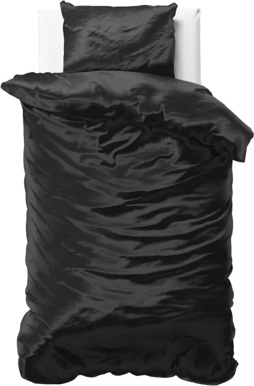 Čierne obliečky zo saténového mikroperkálu na jednolôžko Sleeptime, 140 x 220 cm