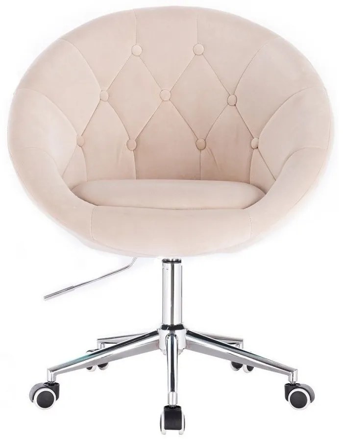 LuxuryForm DESIGN Kreslo VERA VELUR na striebornej podstave s kolieskami - krémové