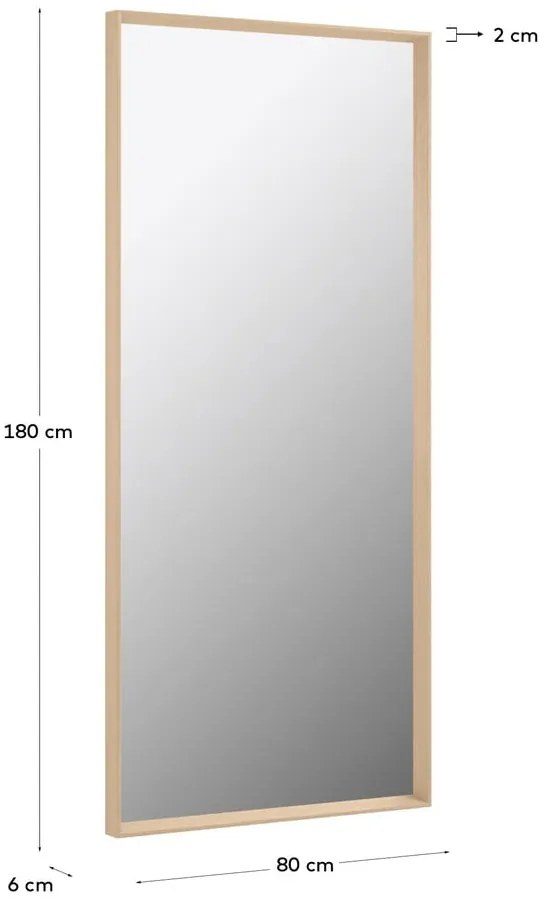 Nástenné zrkadlo 80x180 cm Nerina Natural – Kave Home