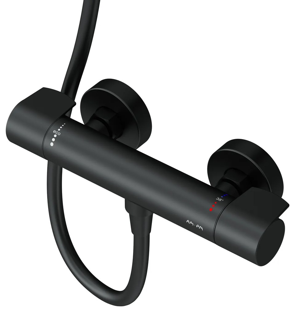 Ručná sprchová súprava AM.PM X-Joy F428XA46 s termostatickou sprchovou batériou, čierna