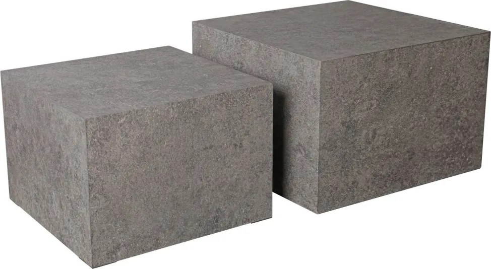 Súprava štvorcových stolíkov Maddox,imitácia šedého kameňa, 2 ks