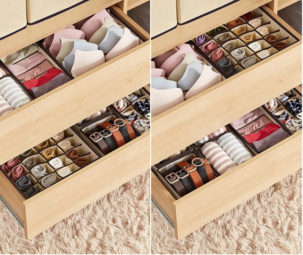 VERK GROUP Organizér na spodnú bielizeň, KIPIT, 6 priehradiek, béžový, 34 x 16 x 10 cm