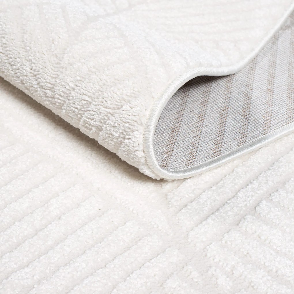 Dekorstudio Okrúhly jednofarebný koberec FANCY 904 - smotanovo biely Priemer koberca: 200cm