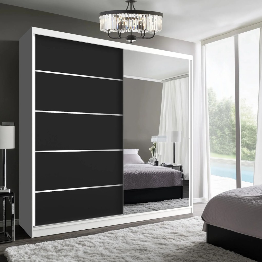 Šatníková skriňa SERENITY 200 cm čierny mat MBP SERENITY SZP5/0/W/B/0/HIAL
