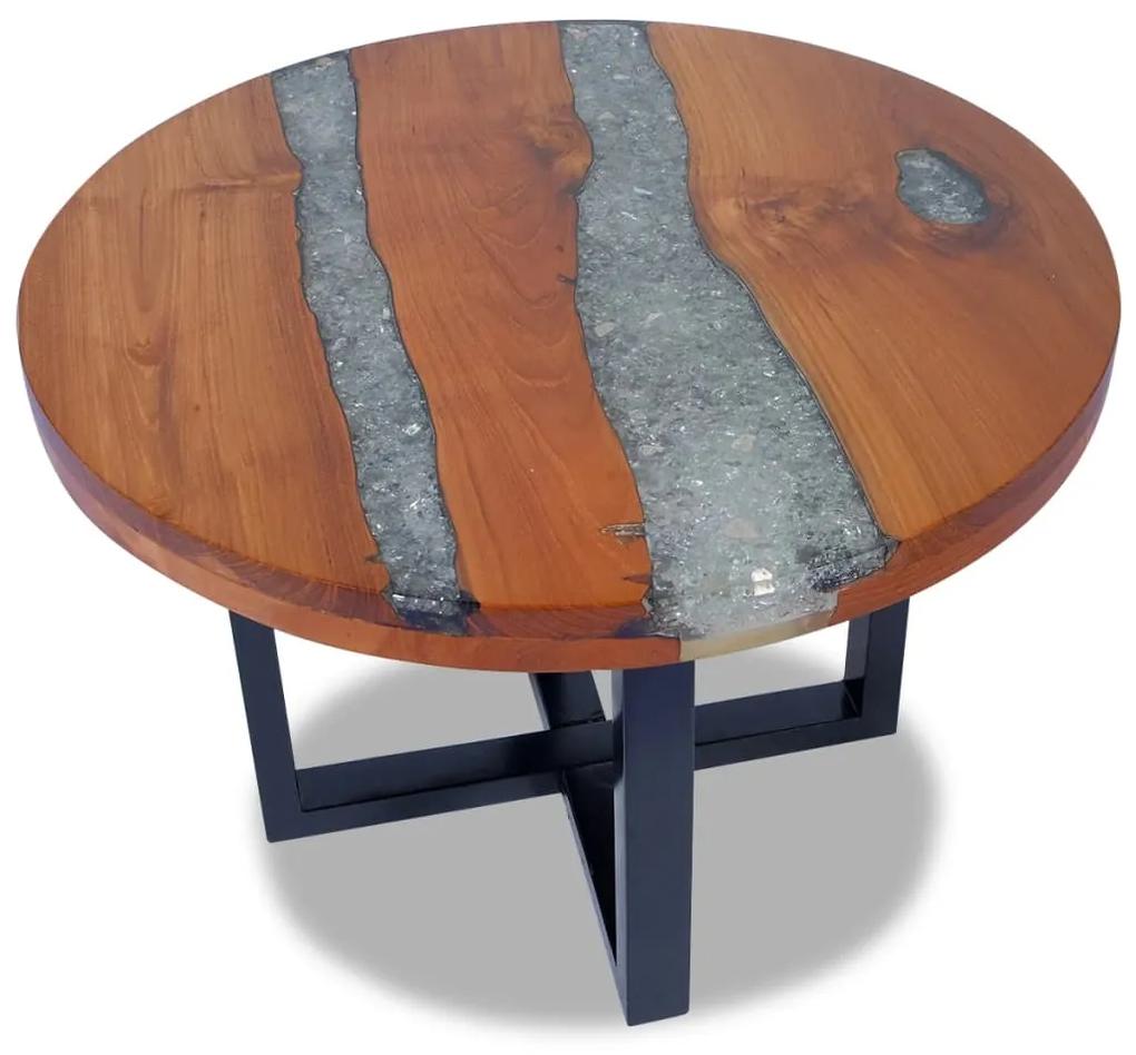 vidaXL Konferenčný stolík z teakového dreva a živice, 60 cm
