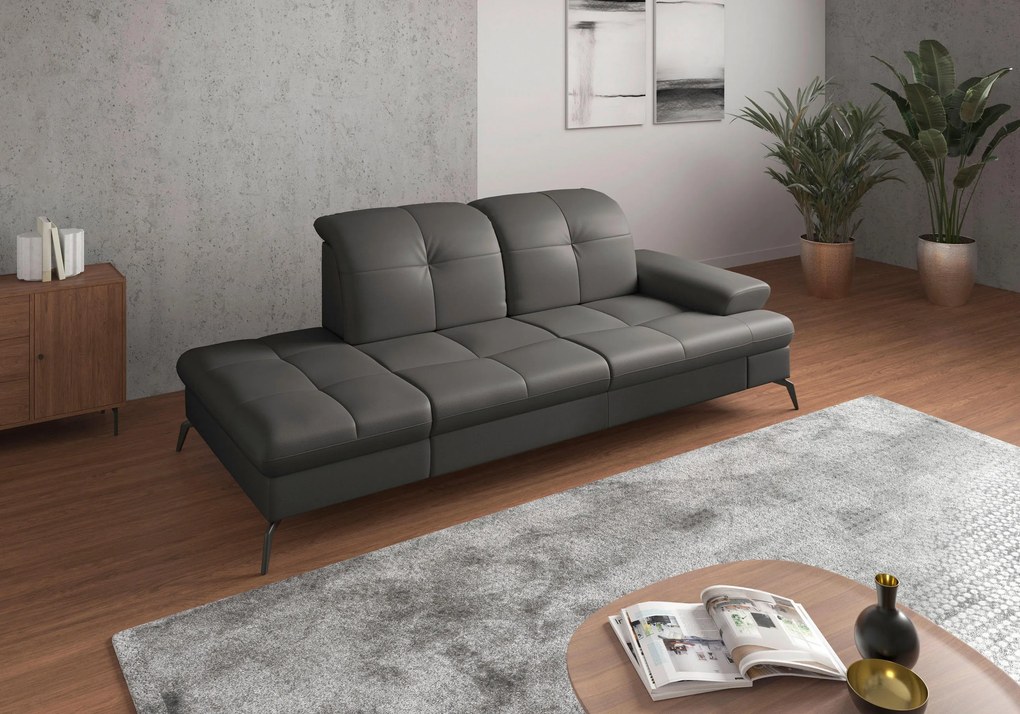 XXXLutz LEŇOŠKA, textil, koža, antracitová Sit & More - Online Only obývacie izby - 00014401176R
