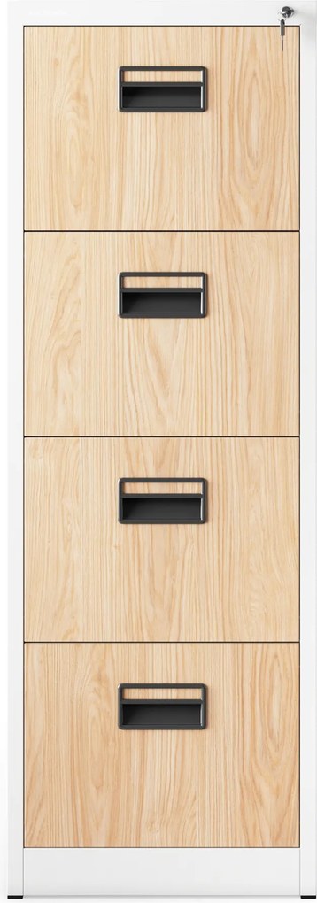 Kovová kartotéková skriňa so 4 zásuvkami, biela/dub Sonoma, 460x1320x620 mm: SARA Eco Design