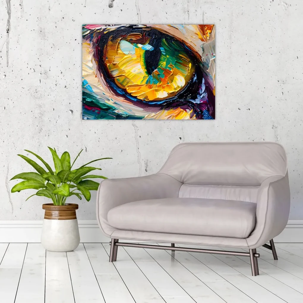 Sklenený obraz - Maľba mačacieho oka (70x50 cm)
