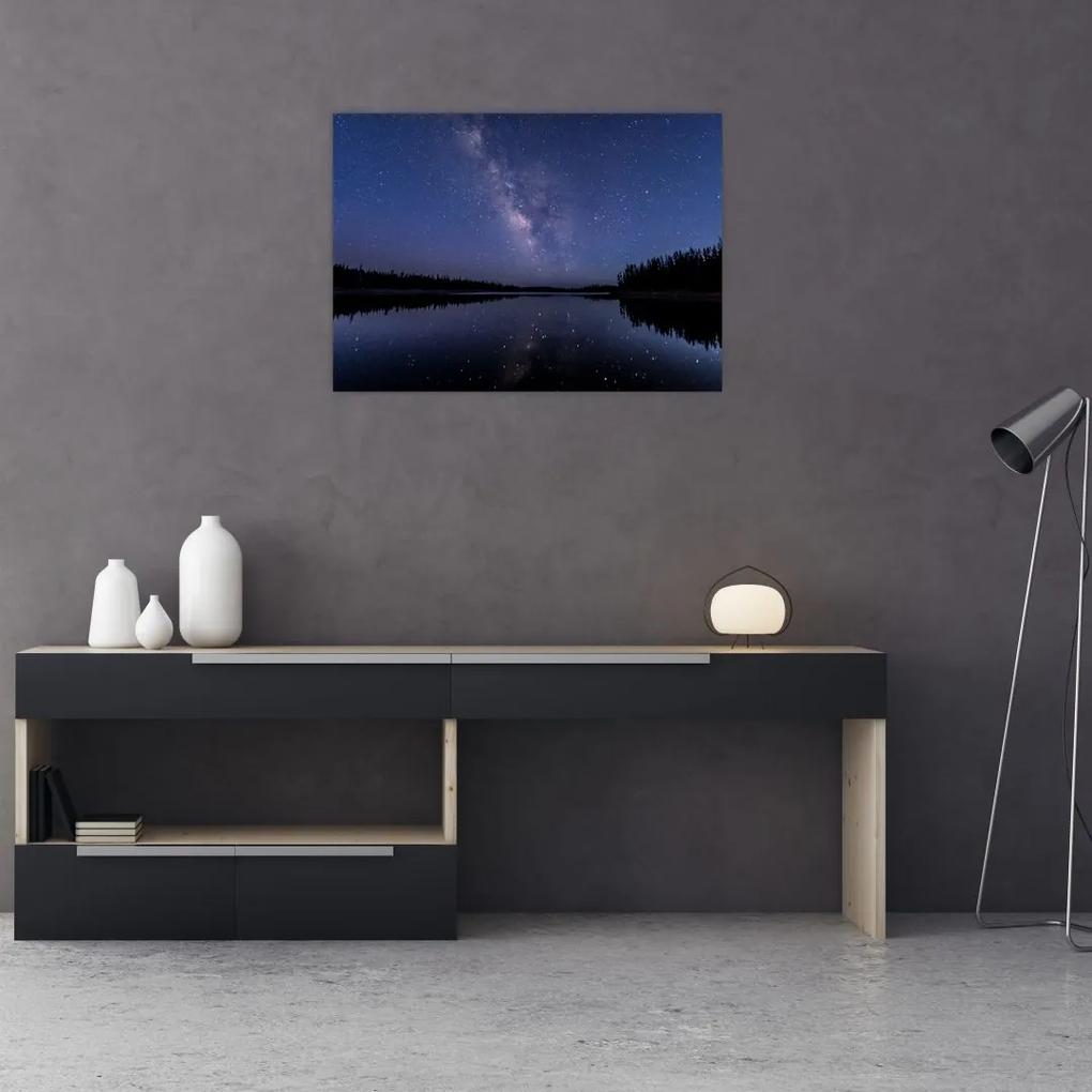 Sklenený obraz nočnej oblohy (70x50 cm)