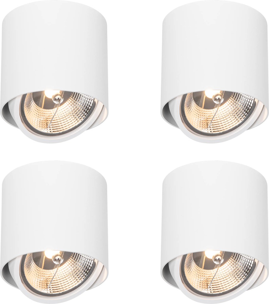Sada 4 dizajnových bodových svietidiel na povrchovú montáž biela GU10 111 mm - Impact