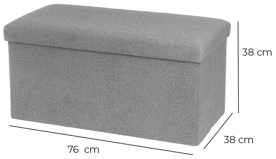 Sivý taburet z textílie buklé Folding – Casa Selección