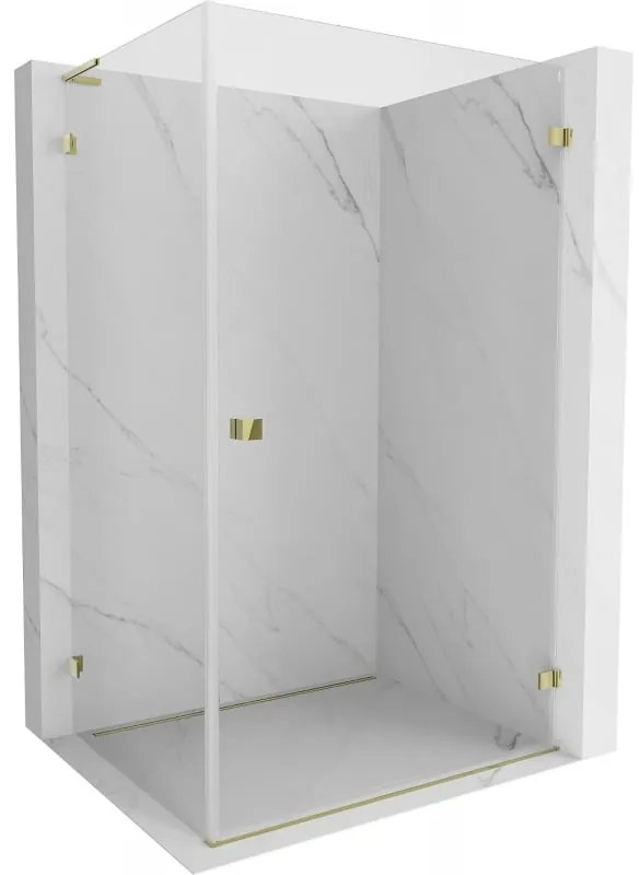 Mexen Lunar-B L pravý výklopný sprchový kút 85 x 80 cm, číre sklo, zlatá lesklá, 832L-085-080-50-00-P